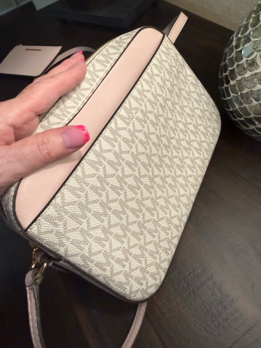 Michael Kors Pink and Cream Jet Set Crossbody w Cardholder Wallet - Picture 9 of 13